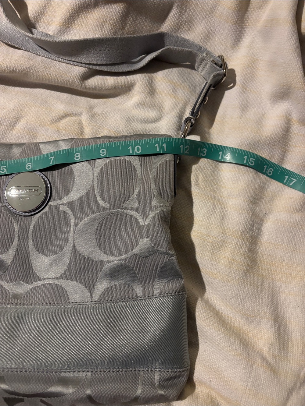 Coach Gray Signature Shoulder Bag with Adjustable Strap - Picture 13 of 15
